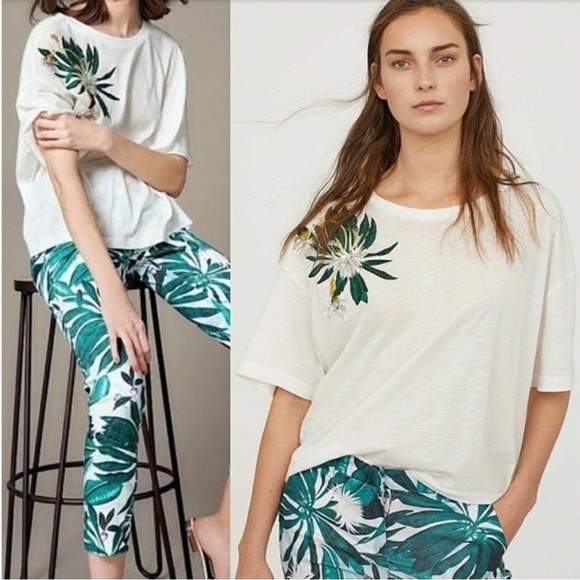 H&M x 𝅺Anna Glover Embroidered T-Shirt - Picture 1 of 7